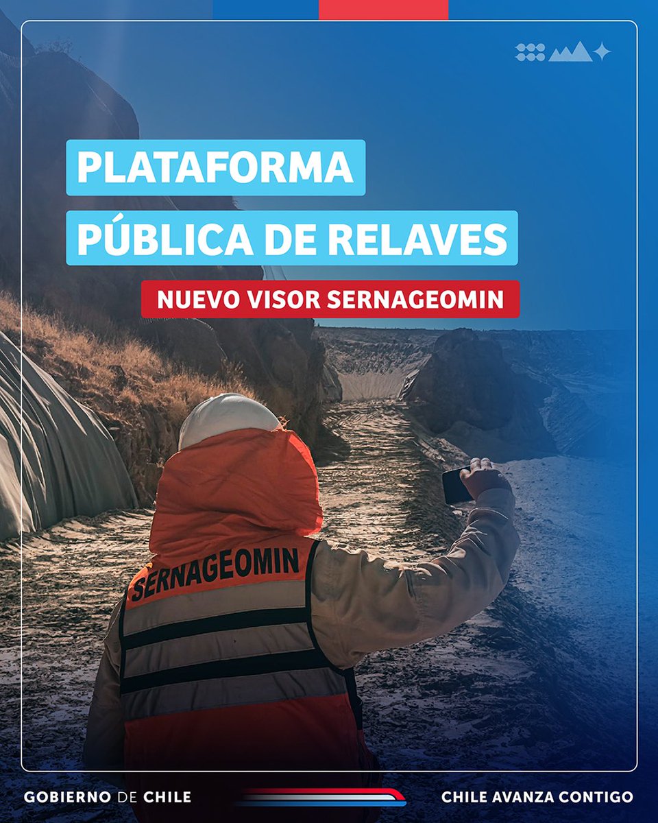 sernageomincl's tweet photo. #Innovación | Como una manera de facilitar la visualización, consulta y análisis de la información sobre relaves en nuestro territorio, Sernageomin lanzó hoy la Plataforma Pública de Relaves, disponible aquí: https://t.co/uUV7OVEu5G https://t.co/dexRqcccGM