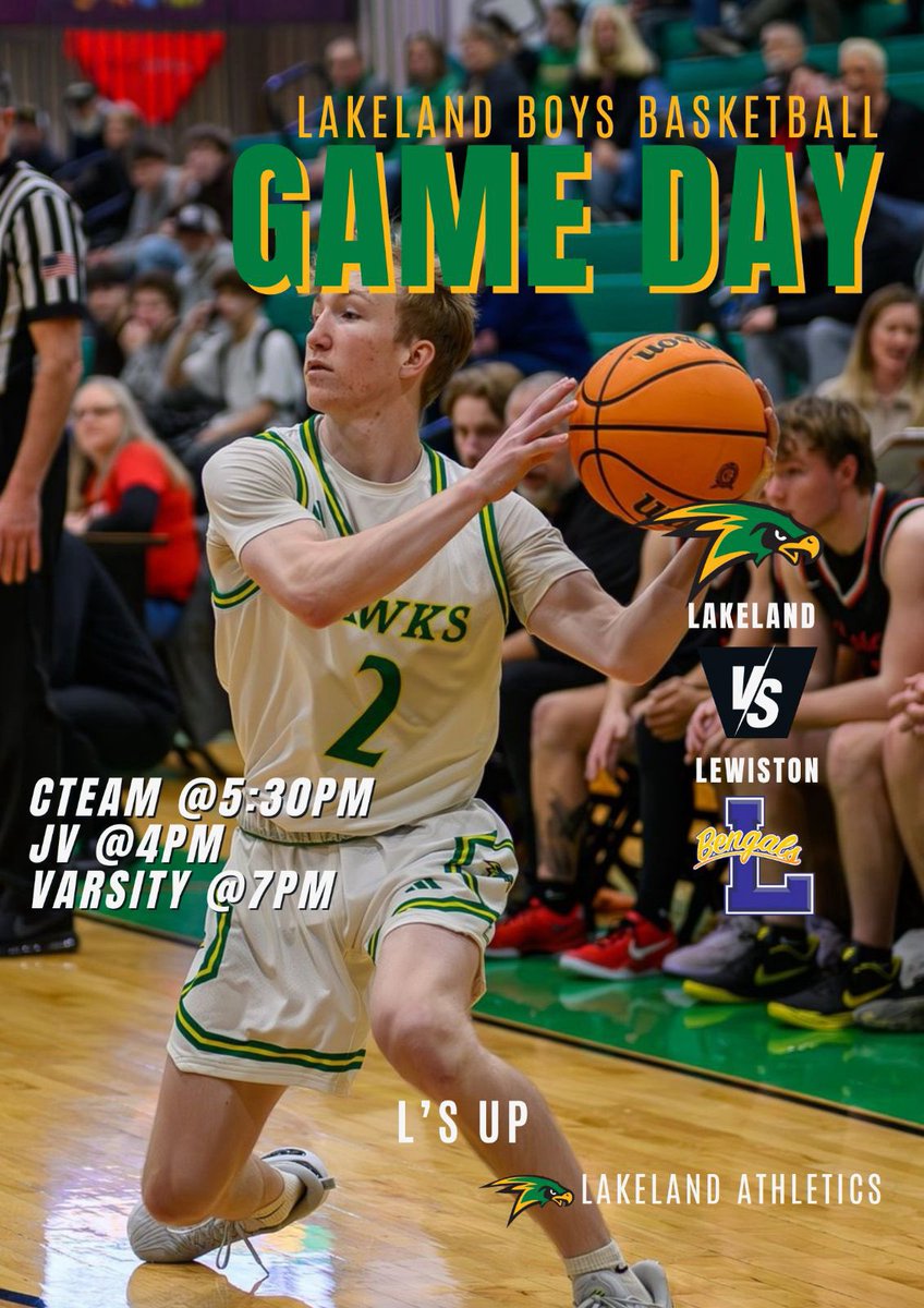 🚨Gameday🚨

Lakeland (7-6) 🆚 Lewiston (12-1)

🗓️: 1/21/25

⏰: 7:00pm

📍: LHS
#LsUP #DefendReboundRun