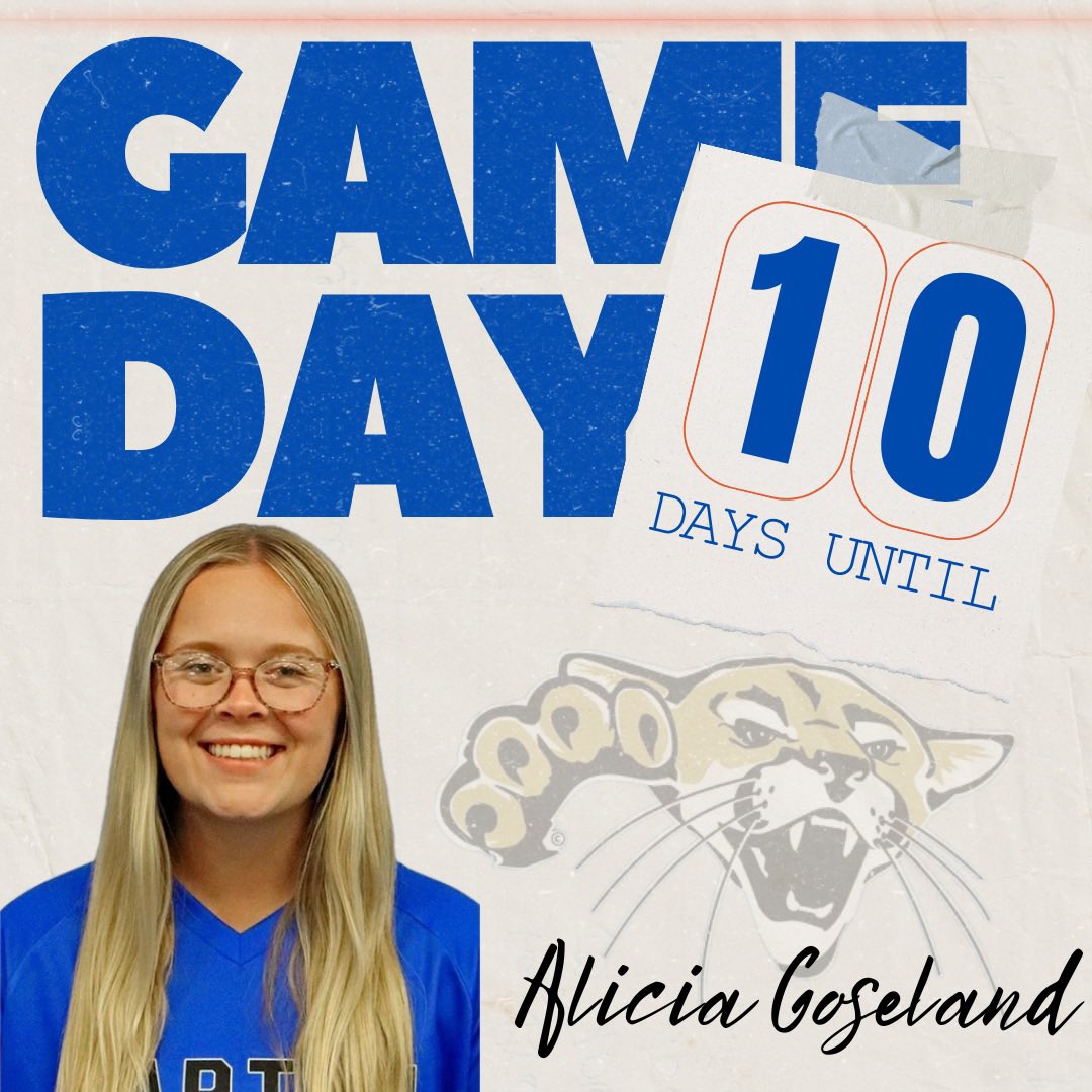 10 Days! 

Get to know our sophomore, #10 Alicia Goseland

🔵Roadtrip Snack: 
Peach Rings 🍑

🔵Favorite Barton Memory:
Region 6 10 Inning Game vs. Colby 

🔵Favorite Color: 💚💚💚

#RollCougs 🐾