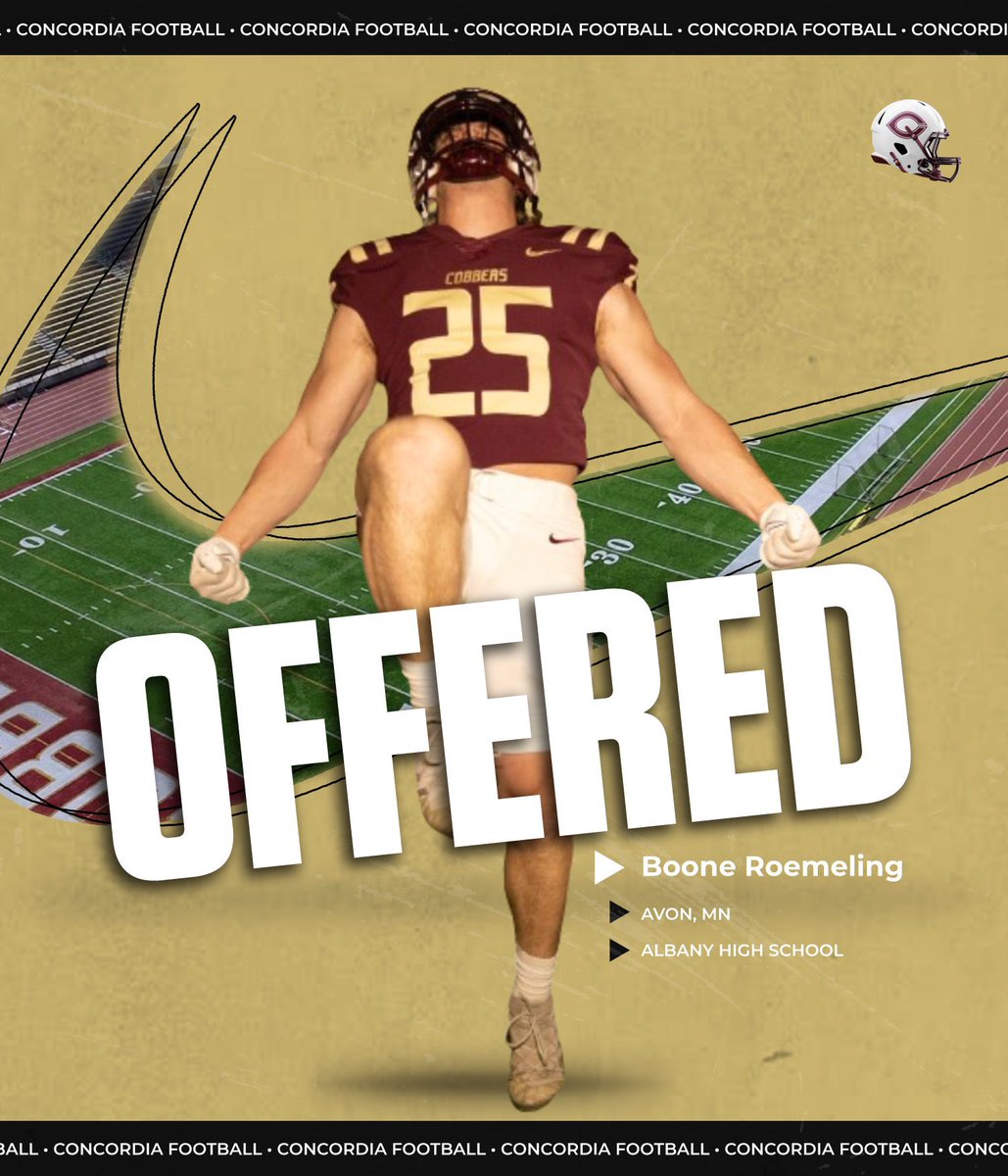 Grateful to have received my third offer! Thanks <a href="/CoachTerryHoran/">Terry Horan</a> <a href="/Cobber_Football/">Cobber Football</a>