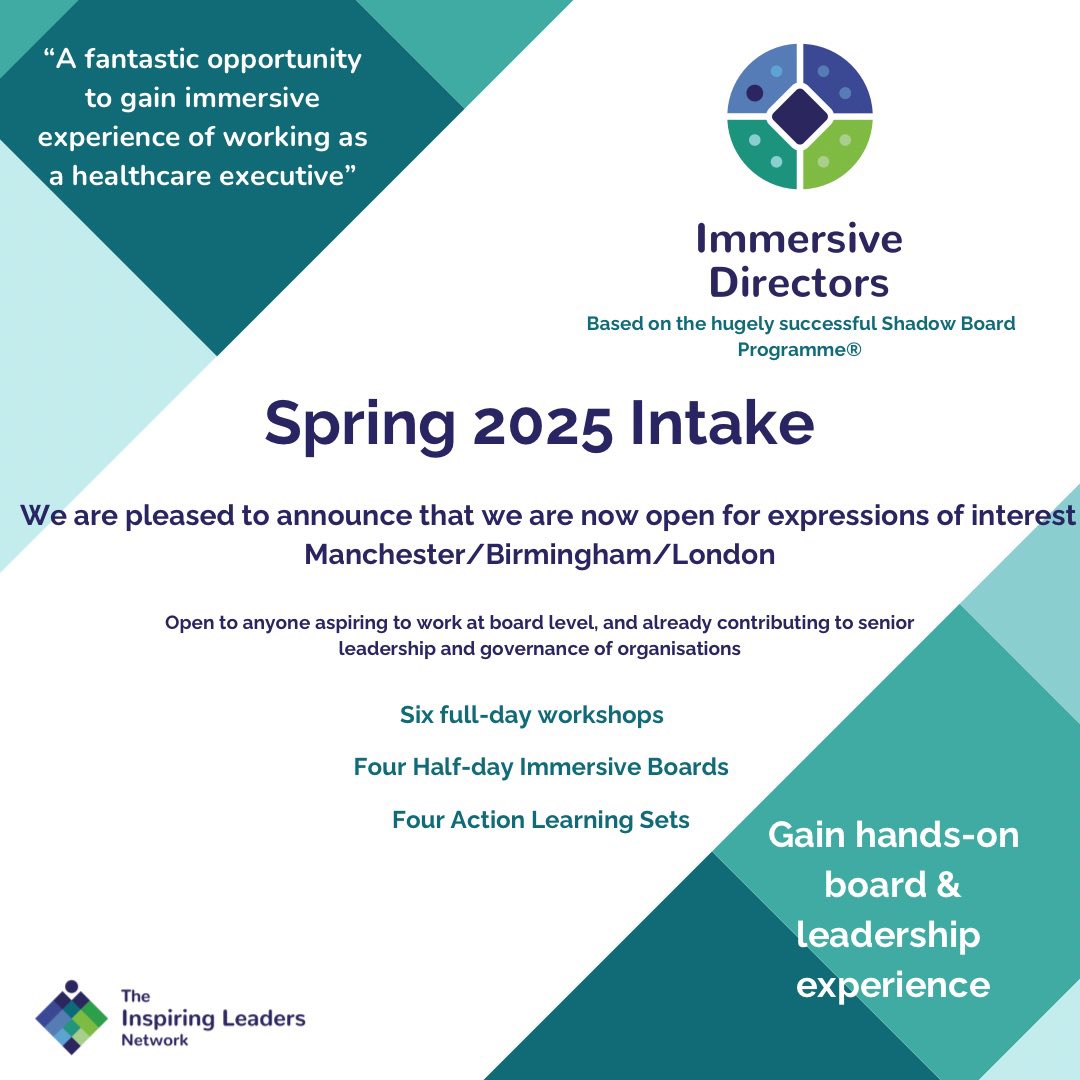Looking forward to ALS tomorrow with our #ImmersiveDirectorProgramme24 groups!

If you’re interested in joining our spring 25 cohort, have a look 👀 

Links to apply are here:
 
Manchester
 
lnkd.in/egvQbnVe  
 
London
 
lnkd.in/et-JDBip