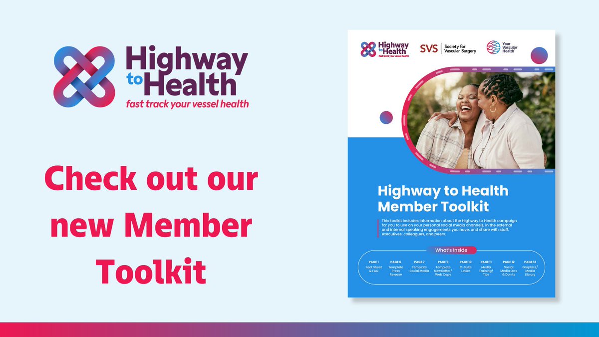 The #HighwayToHealth campaign is raising awareness about vascular disease &amp; the vital role vascular surgeons play in delivering comprehensive, high-quality care. Now, you can join this initiative with the new SVS Member Toolkit. Learn more &amp; download now: bitly.vascular.org/4g2H51C