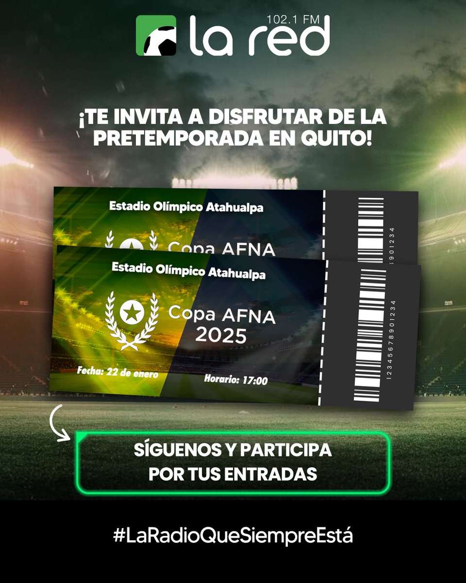 SORTEO ⚽️🔥 Nos vamos a la Copa AFNA este miércoles 22 de enero. Gánate entradas: 

1. Síguenos como La Red 
2. Comenta a qué equipo apoyas 
3. Dale RT a este post 

Este miércoles a las 10am anunciamos a los ganadores 🎙️