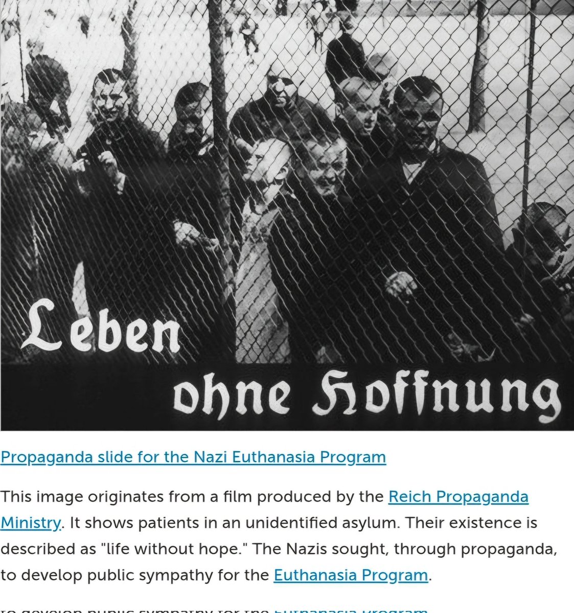 Examples of propaganda used by nazis in attempts to get sympathy for their "euthanasia" program Aktion T4