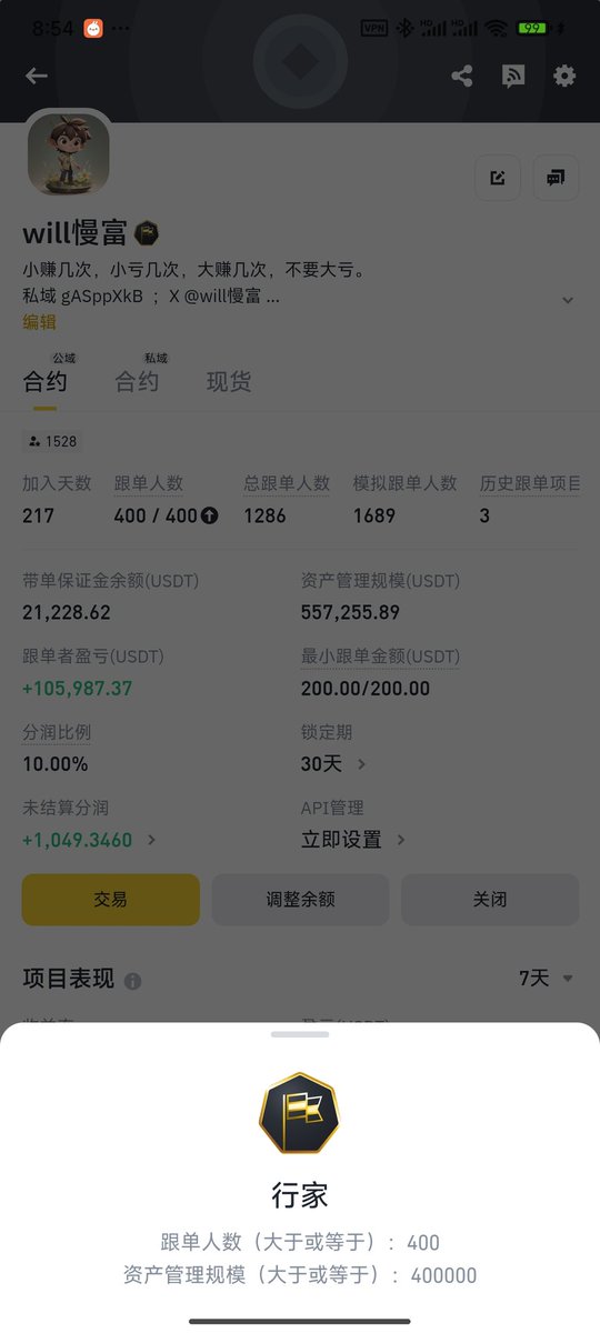 a71339738's tweet photo. 终于有了徽章，喜提行家称号，继续努力为支持信任你的人赚钱💰 https://t.co/fC328uDYIH