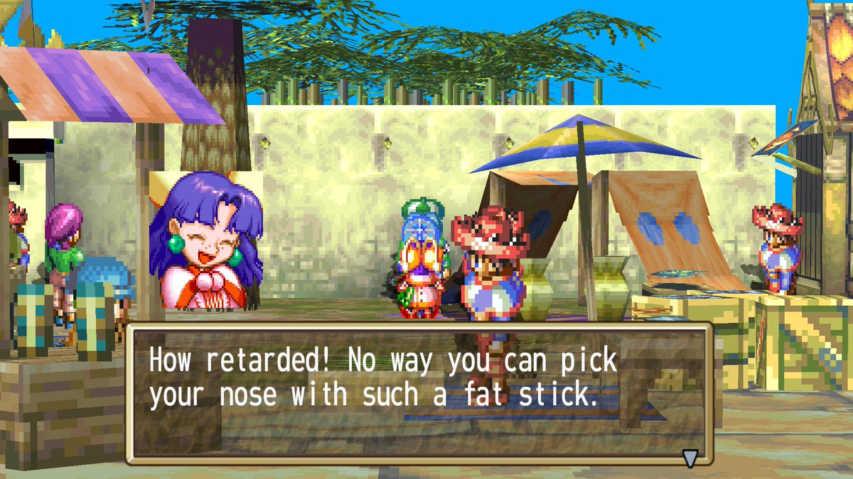 LoogiBleas's tweet photo. @ZENKAlSER Sue in the first Grandia game also says it so I assume this wasn't a big deal in the 90s, but compared to Tifa this comes completely out of left field. https://t.co/W5r2pOMiOM
