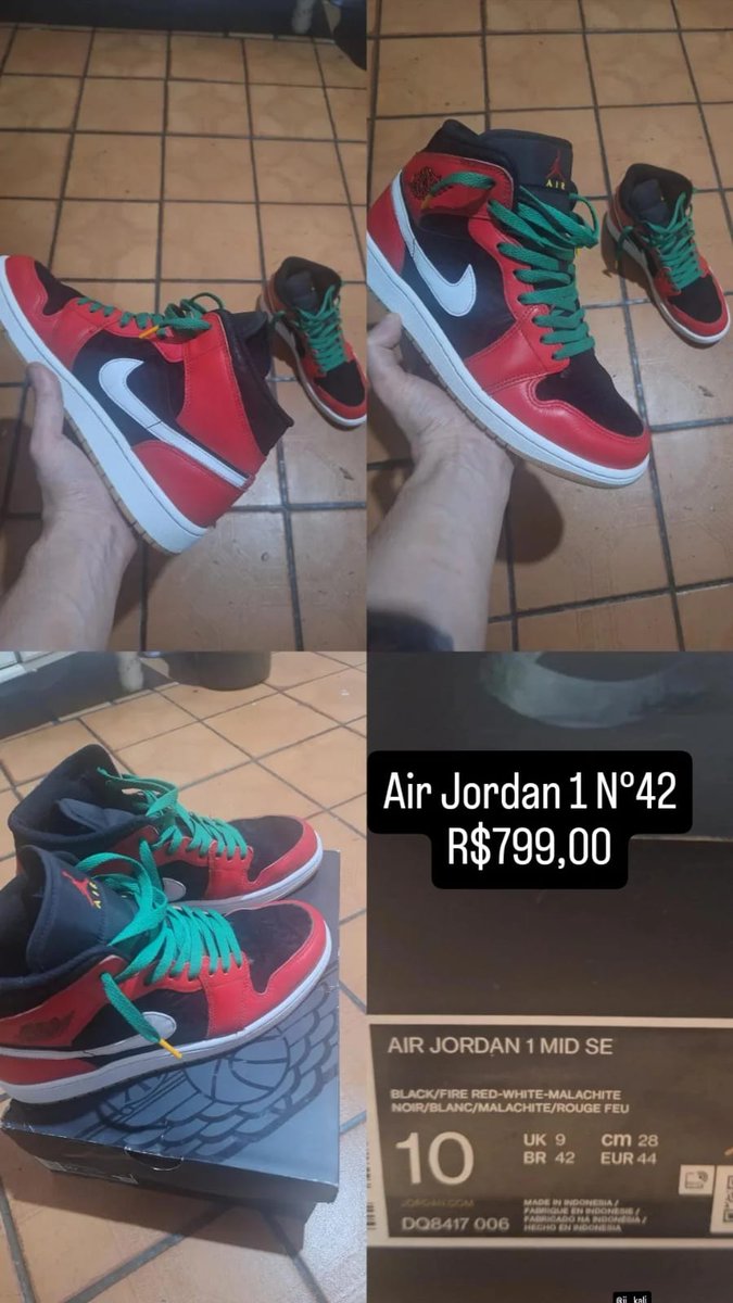 Jitaiko's tweet photo. Venda/vende 

Air Jordan 1 MID SE N°42 - Last Christmas 

Semi novo, usado poucas vezes.
Acompanha caixa e dois cadarços originais

R$799 - Valor negociável 
Não reservo
Valor sem frete
Postagem imediata 

Pagamento via pix tem desconto e cartão de crédito via mercado pago https://t.co/3Q5aOibM1l