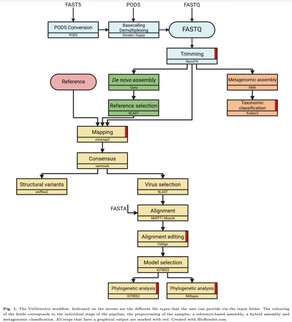 VirDetector: A bioinformatic pipeline for virus surveillance using nanopore sequencing academic.oup.com/bioinformatics… 🧬🖥️🧪 Nextflow github.com/NLKaiser/VirDe… ...surprised no mention of nf-core/viralrecon