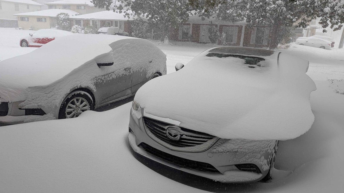 Liabra's tweet photo. @ryanhallyall  Does this mean that hell has frozen over? How the snow be defying gravity like that?
#NewOrleans #snowstorm #Snow #Louisiana https://t.co/OIs0fsYgKC