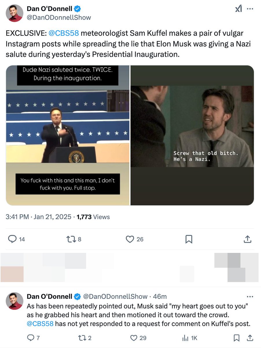 jnorcr's tweet photo. Right wing radio "personality" (and far right apologist) Dan O'Donnell is readying his ecosystem to bully a meteorologist.
We're not going to let you gaslight #Wisconsin, Danno.
We're not going to let you bully people.
#GoMuskYourself #Waukesha #NoPasaran https://t.co/Hmc7XyW8I8