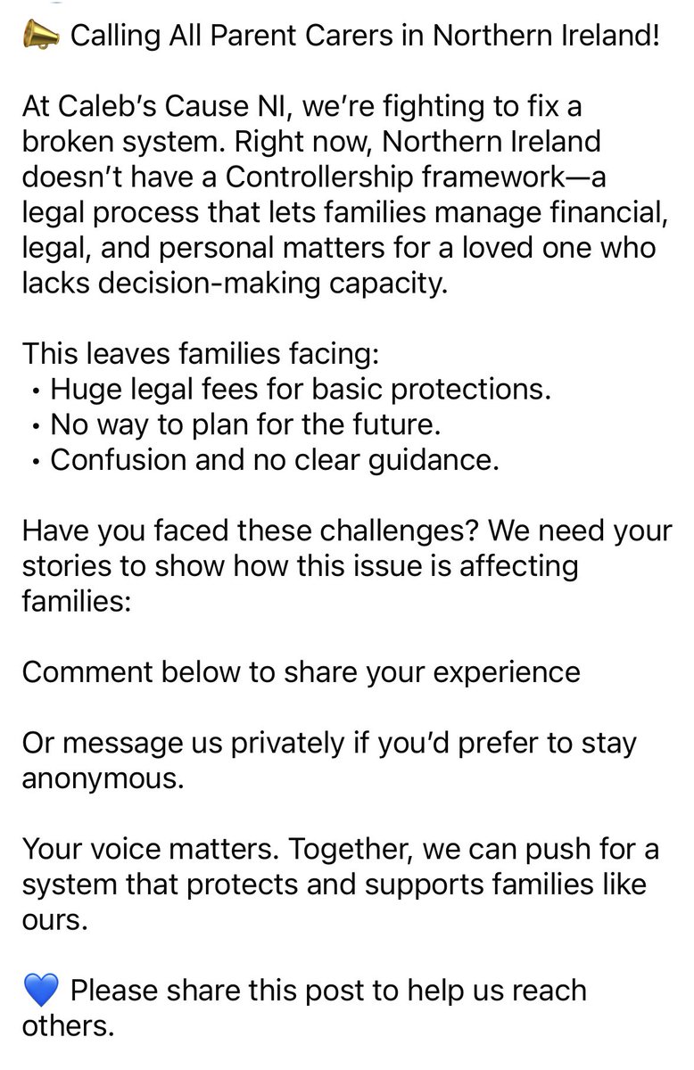 CalebsCauseNI's tweet image. Please take a moment to read below. #CalebsCauseNI #ControllershipNI #ParentVoicesMatter #AdvocacyForChange