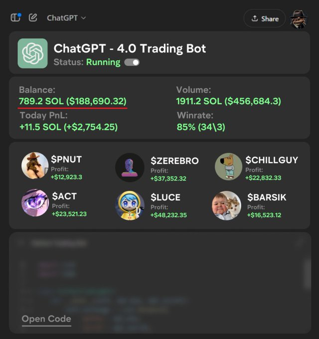 0xFrogify's tweet image. This GPT4 prompt found #MELANIA for me LMAO

Literally EVERYONE can set up a bot like this

No coding or trading skills needed AT ALL

Here's how GPT4 can make you money AFK🧵⏬
