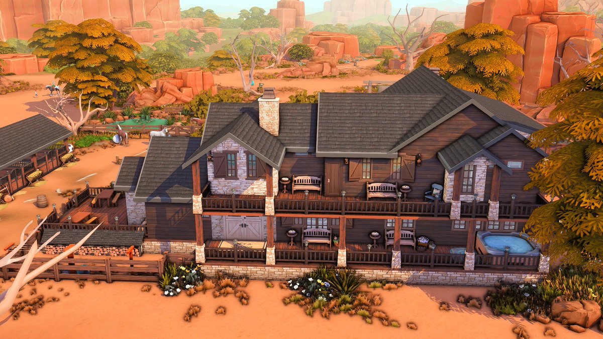 VelvettBYT's tweet photo. I have a new build up on the gallery!
Built for #PopulatePlanetSims
Name: Dude Ranch
Gallery: VelvettB
Lot: 50x50
Beds: 8
Bath: 6
Stables: 4
Basement Hangout
#Sims4 #TheSims4 #ShowUsYourBuilds https://t.co/QzlGg6eKSN