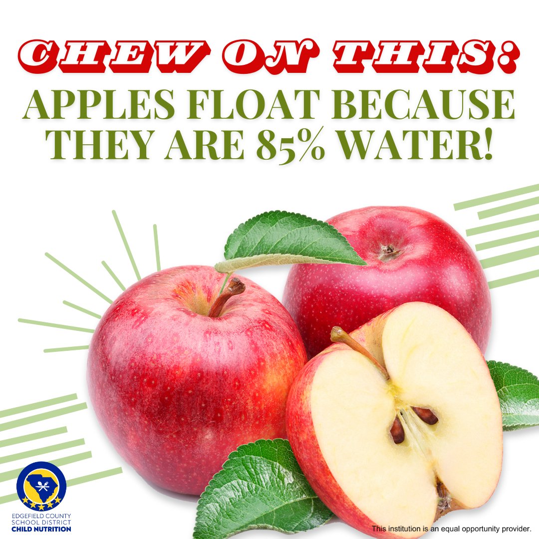 ecsdnutrition's tweet photo. Ready to sink your teeth into something sweet? π Apples are a refreshing way to add a little crunch to your day! π
@ECSD_SC #EdgefieldSC #EdgefieldSouthCarolina #Edgefield #SCSchools #EdgefieldCounty https://t.co/W6e5hLVWof