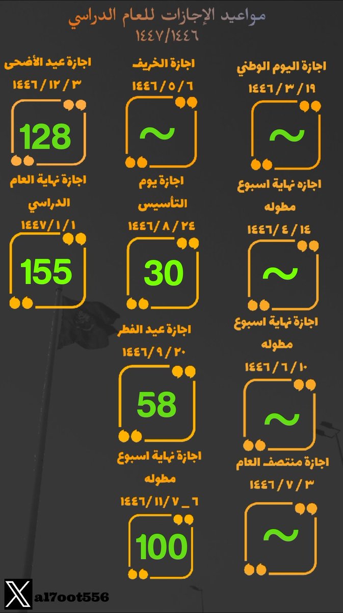الإجازات المدرسيه للعام 1447/1446