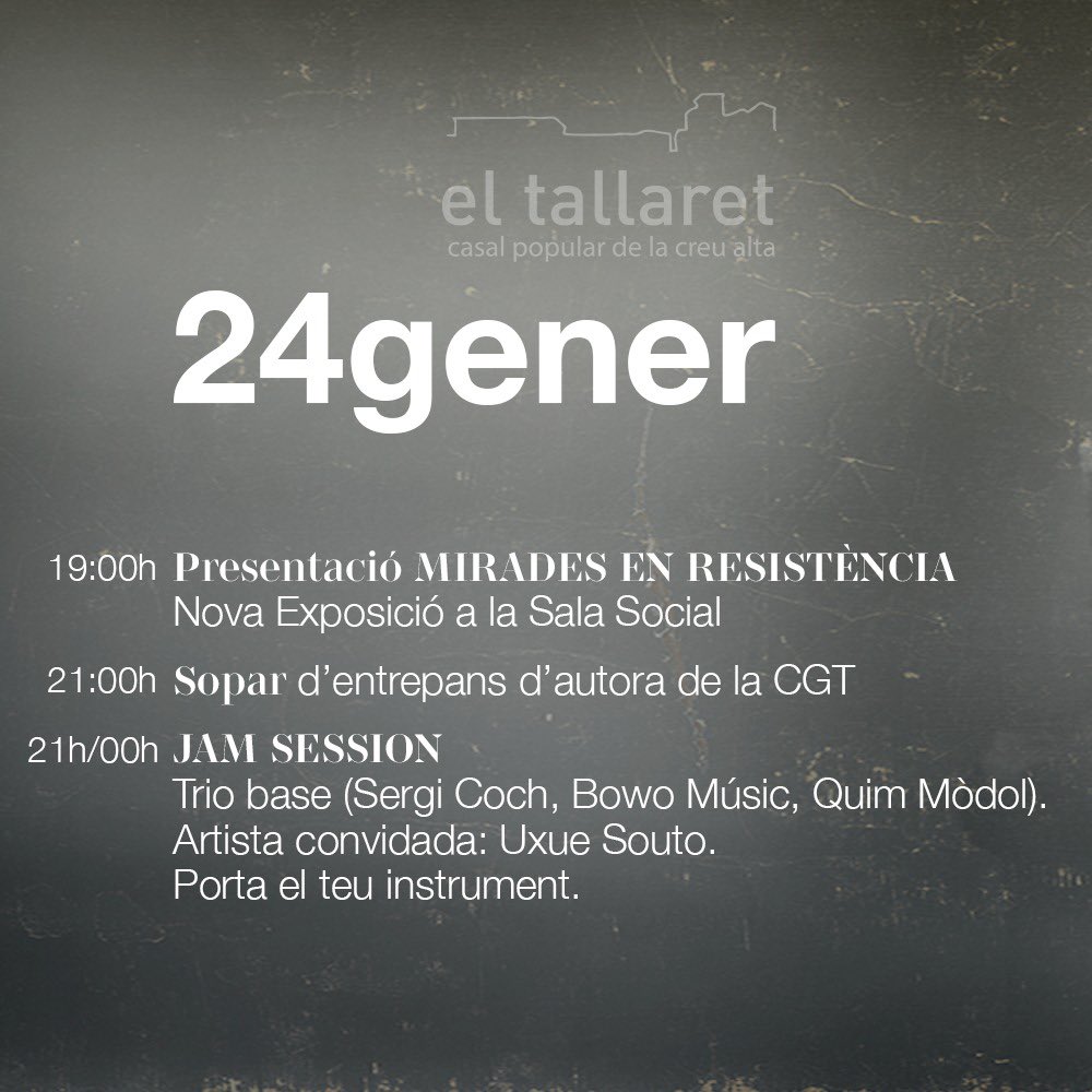 ElTallaret's tweet photo. 🎉 FESTA D’ANIVERSARI 🎉

Ja tenim aquí un dels caps de setmana més esperats de l'any! Us esperem el 24 i 25 de gener per celebrar juntes un cap de setmana ple de cultura popular, bona gastronomia i música en directe! 💃🥁🎶 https://t.co/d3CLUr2bDQ