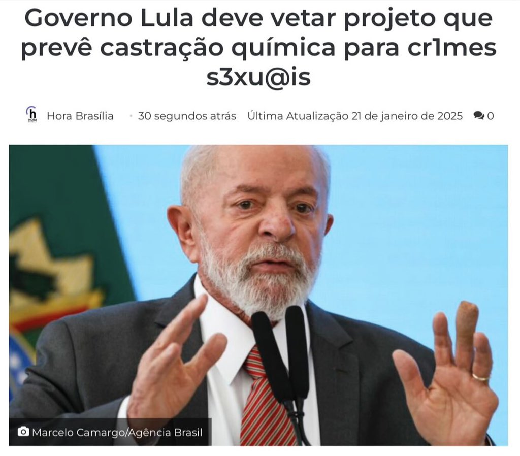 faustinorn01's tweet image. Um dos maiores problemas do Brasil, que afeta principalmente as classes mais baixas, é a impunidade.

Agora, está sendo noticiado que Lula pretende vetar um projeto que busca justiça contra estupradores, o que representa um dos maiores golpes contra as mulheres brasileiras.

Mais…