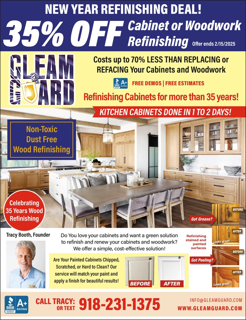 valuenewsvalues's tweet image. Gleam Guard Wood Refinishing in Tulsa can refinish your cabinets for up to 70% less than replacing them. Plus, their 35% off new year's deal will save you even more!
#gleamguard #refinishing #HomeImprovement #HomeRenovation
valuenews.com/free-coupons-d…