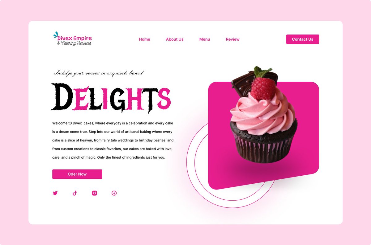 officialowus's tweet photo. Bringing sweetness to the digital world 🍰✨ Check out this vibrant landing page design for Divex Empire! Crafted to blend indulgence with creativity. What do you think? 💖
#Trump #ElonMusk #UIUXDesigner #uidesign #Creativity https://t.co/dLD101Uqkb
