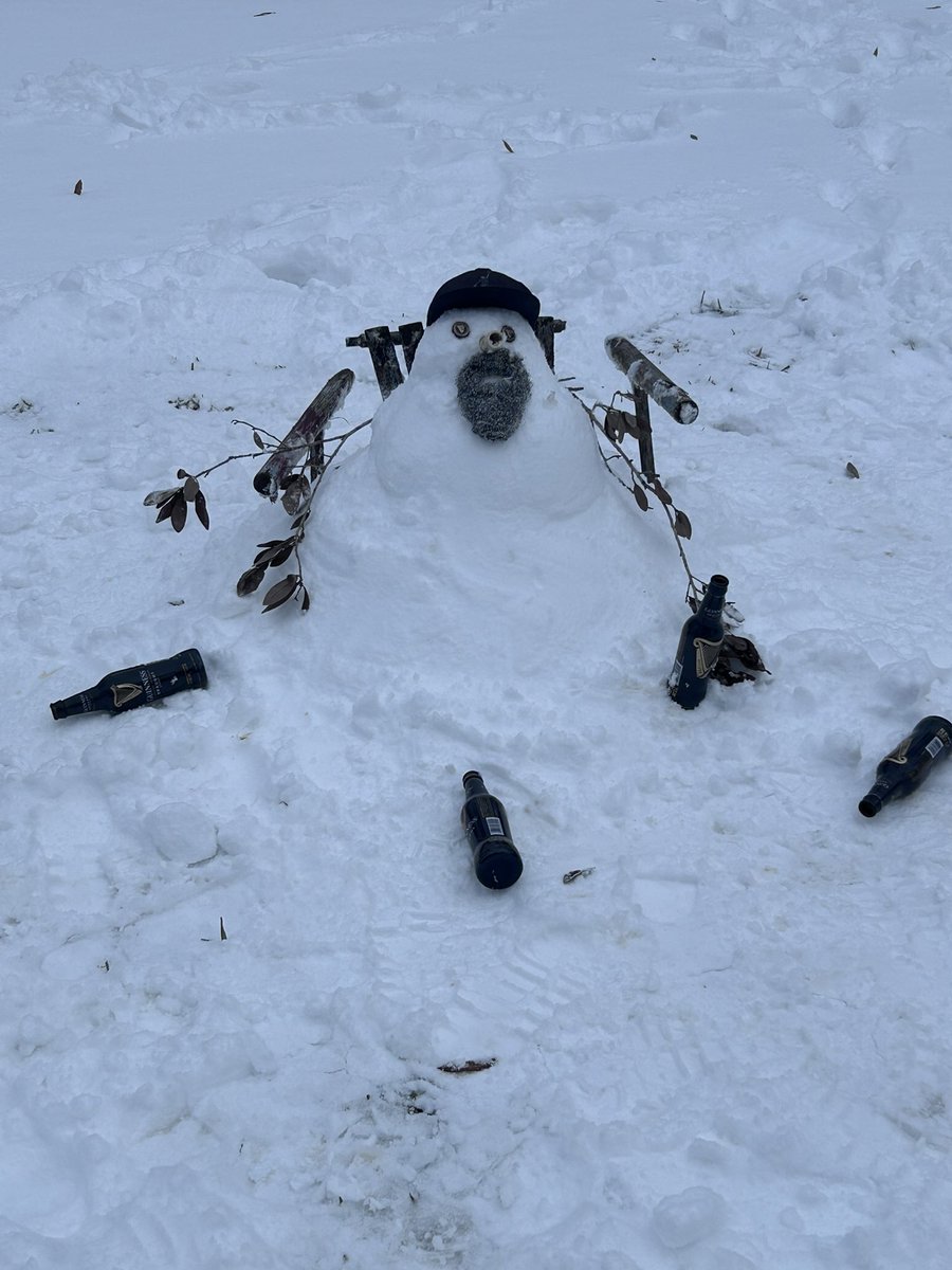 fungodile's tweet photo. My snowman tried being a snowman, then said fuck it and gave up https://t.co/ldn952POvO