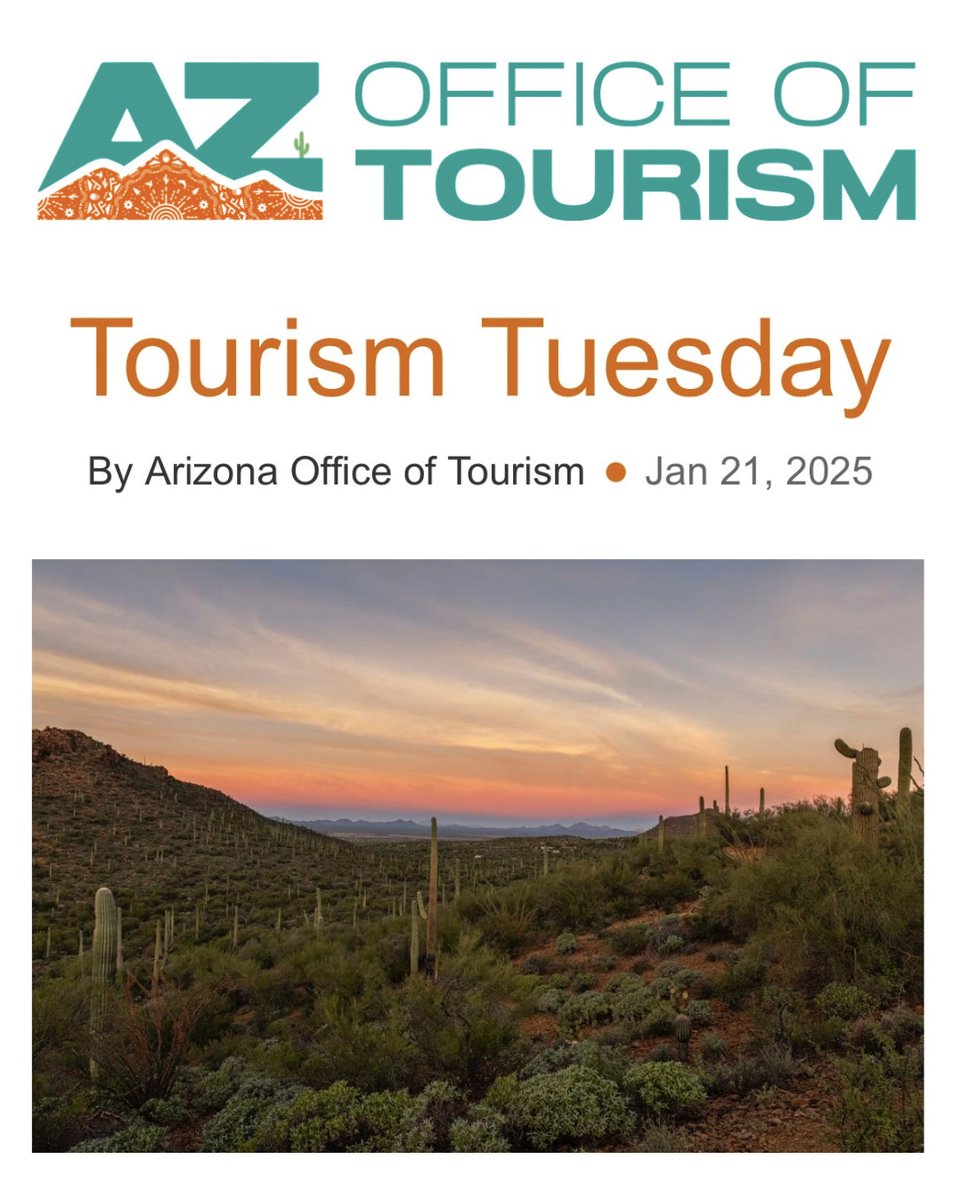 Arizona Office of Tourism (@aztourismnews) on Twitter photo 📰 In today's Tourism Tuesday:
🇨🇦 Update to Canada Visitation Data
🌵 Tucson made <a href="/BBC_Travel/">BBC Travel</a>'s list of “The Best Places to Travel in 2025”
🛩️ Future Partners released “The State of the American Traveler” survey findings - Jan. 2025
TOURISM TUESDAY: shorturl.at/z9b84 📰 In today's Tourism Tuesday:
🇨🇦 Update to Canada Visitation Data
🌵 Tucson made <a href="/BBC_Travel/">BBC Travel</a>'s list of “The Best Places to Travel in 2025”
🛩️ Future Partners released “The State of the American Traveler” survey findings - Jan. 2025
TOURISM TUESDAY: shorturl.at/z9b84