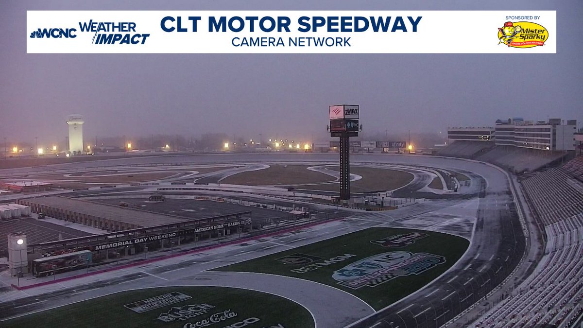 Brad Panovich (@wxbrad) on Twitter photo We've lost the track to snow. <a href="/CLTMotorSpdwy/">Charlotte Motor Speedway</a>, notice how it's sticking to the track surface already like the roads. #snOMg #cltwx #ncwx #scwx #wcnc #nascar We've lost the track to snow. <a href="/CLTMotorSpdwy/">Charlotte Motor Speedway</a>, notice how it's sticking to the track surface already like the roads. #snOMg #cltwx #ncwx #scwx #wcnc #nascar