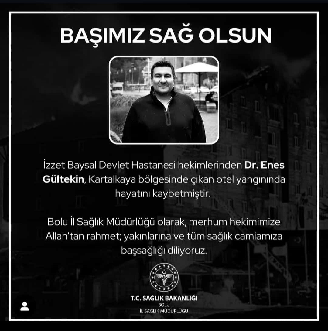 Allah rahmet eylesin mesai arkadaşımız
Dr Enes Gültekin