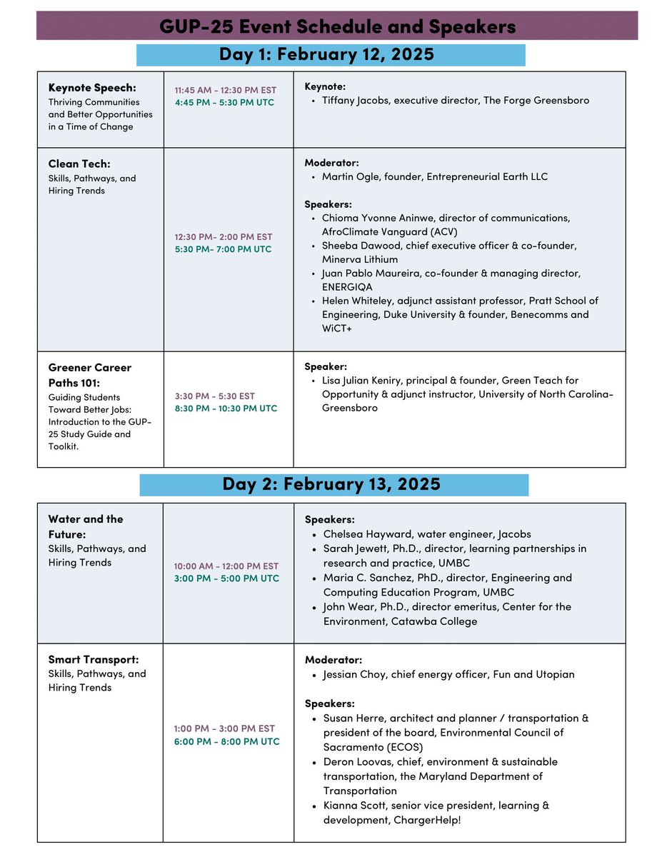KeniryBird's tweet photo. We're excited to invite you to the Green UpSkill Summit (GUP-25)! My team and I created this event specifically for school guidance counselors, employers, and educators like you who are motivated to prepare students for #greener career paths.

Are you looking to:
● Guide students toward in-demand sustainability skills?
● Clarify hiring trends & the market demand for green talent?
● Shape future opportunities in dialogue with other educators & employers?
● Advance STEM skills with a purpose?

Join us on February 12-14, 2025 (live & online) for:
● A keynote by Tiffany Jacobs of the Forge Greensboro
● Insights from 20+ sustainability experts worldwide
● Multi-disciplinary panels on clean tech, climate resilience, transport, & water
● The latest from LinkedIn's Efrem Bycer
● Greener Career Paths 101 with me, L. J. Keniry
● Dialogue with Marilyn Waite, author of Sustainability at Work

➡️ Register at https://t.co/vQGkFMhtY5
#GUP25 #Sustainability #BetterJobs #Education #FutureOfWork #HappyStudents