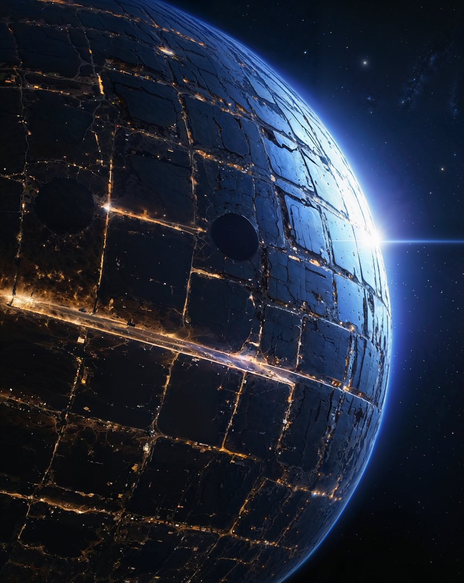 Dremdra's tweet photo. DremdraAI | AI Art | Space | Detailed | Ultra HIRES | Dyson Sphere. https://t.co/9eF77seWG6