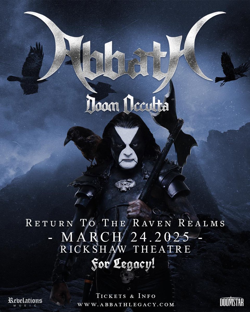 RickshawTheatre's tweet photo. 🚨 JUST ANNOUNCED 🚨
#Abbath Doom Occulta brings his “Return To The Raven Realms Tour” to Vancouver on March 24!! With support from #Scalding & #RuinousPower. 🔥🔥
RSVP: https://t.co/04QlGTq8u6
TIX: https://t.co/qYHxqDH5e1
ON SALE FRI 🎫
Presented by @InvisiblOrange. https://t.co/XcVSZigHzM