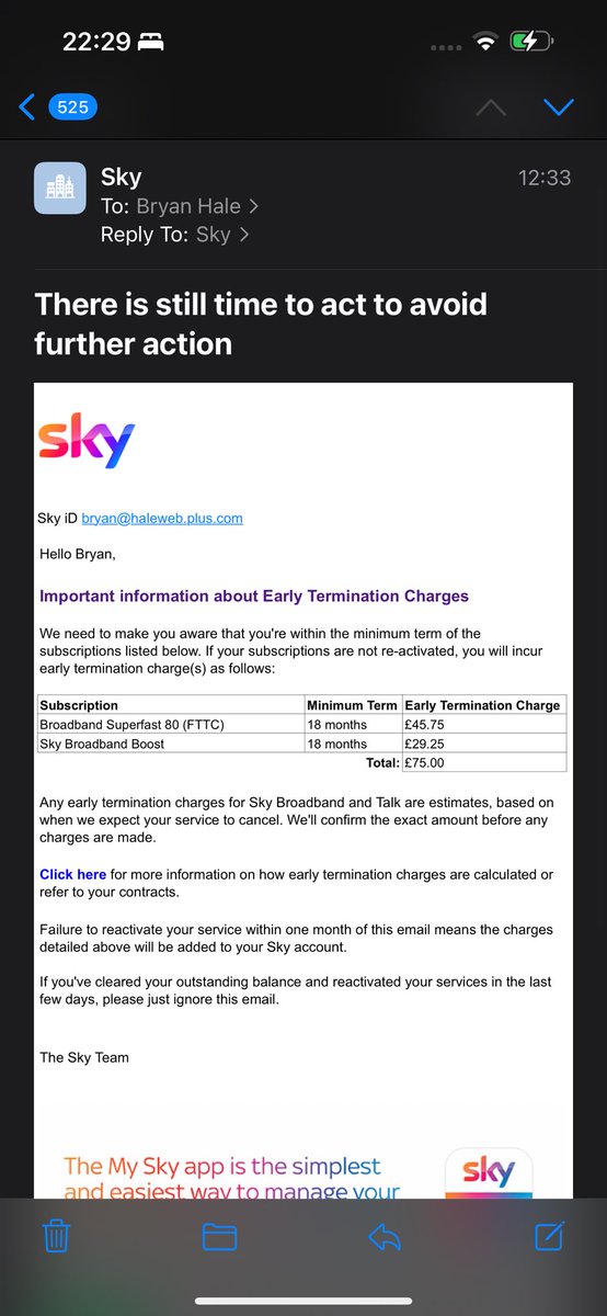 haleweb's tweet photo. .@SkyUK why have you sent me this when I have today completed a home move with you?! https://t.co/z1qPoWkItn