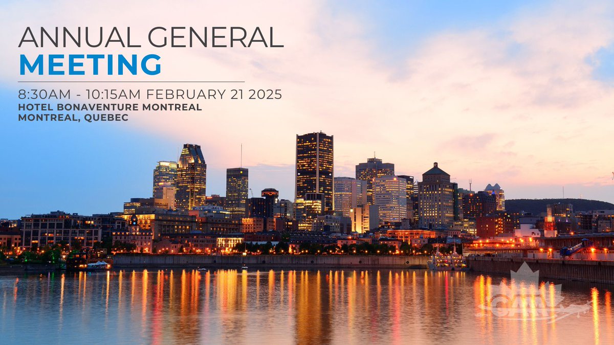 2025 CAAA Annual General Meeting 

The CAAA Annual General Meeting will take February 21, 2025
8:30 am - 10:15 am 
Hotel Bonaventure | Montreal, QC

If you’re unavailable to attend please submit your proxy.

#CAAA #CAAA2025