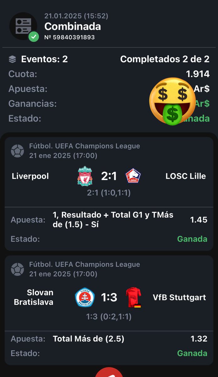 PreSeleccionado's tweet image. Hermosa jornada de Champions League en el canal 🤩⚽️

Seguimos sumando y ganando 🤑

Stake 8 y Stake 7 adentro ✅🤩
