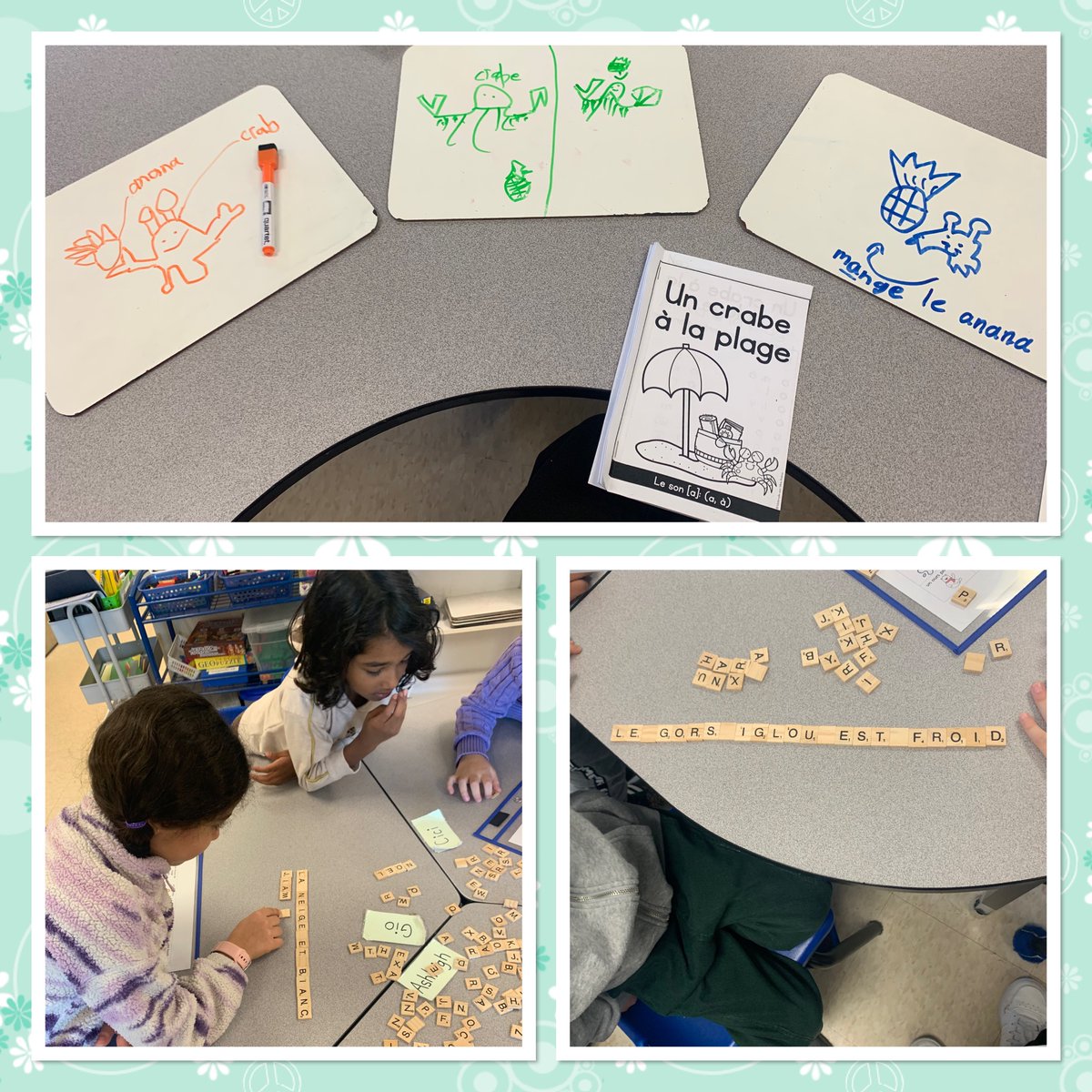 Les amis en 2e et 3e have been working on different sounds to help us read. We’ve started weekly centers so we can have more fun practicing. This week we read with Mme; built our own sentences; rolled, read and wrote; and tried Boukili. <a href="/StGabrielOCSB/">St. Gabriel School</a>