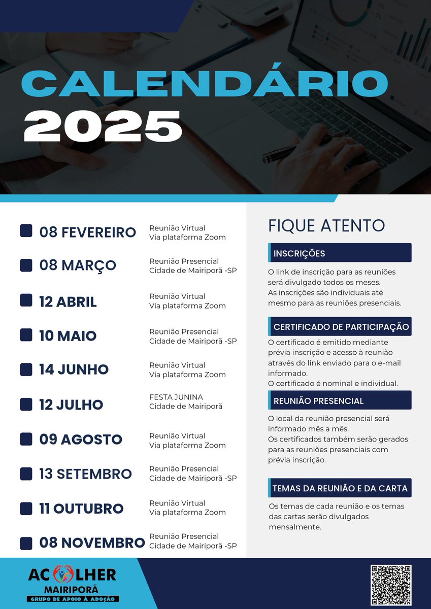 GaaAcolher's tweet photo. Calendário 2025 das reuniões do Grupo de Apoio a Adoção, Acolher Mairiporã -SP
#acolhermsiriporatatuape https://t.co/zlQeSaBYVC