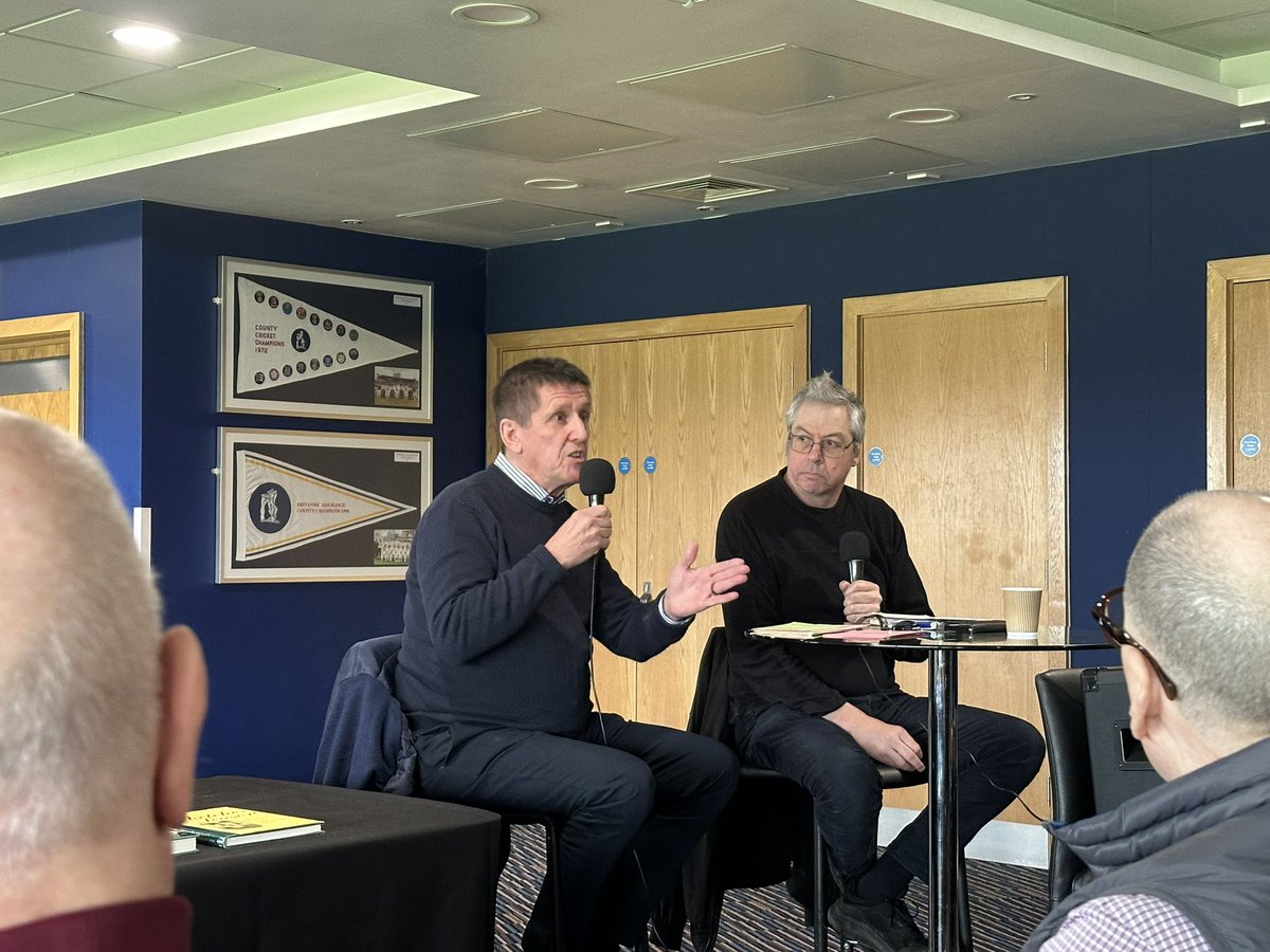 peterhardy51's tweet photo. Many thanks to @brainhaldorf & #steveperryman for a really great afternoon at @WarwickshireCCC in Birmingham where Steve talked about his life in cricket over 50 year period as a player & coach. Another fine @CricketSociety event. https://t.co/muadxbepss