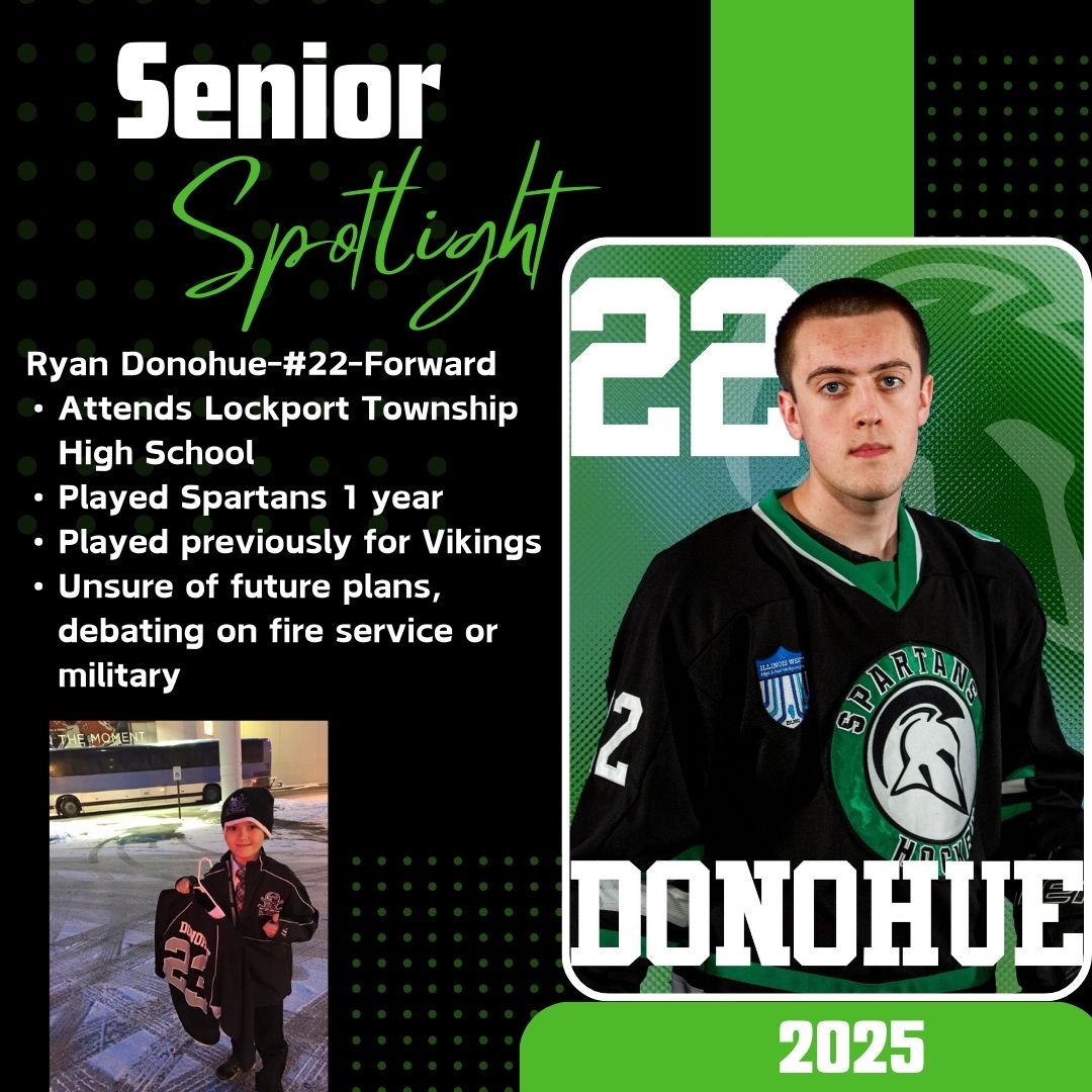 SpartansHSHC's tweet photo. 💚🖤 Next up on our Senior Spotlight is Forward Ryan Donohue  (Donny) #22. We wish Ryan all the best in his future plans and thanks for being a Spartan!! 💚🖤 #PorterPride https://t.co/j1wLkpMxk1