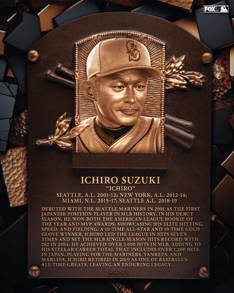 FOX Sports: MLB (@mlbonfox) on Twitter photo HE'S INโผ๏ธ
Ichiro Suzuki becomes the first Japanese-born player to be elected into the <a href="/baseballhall/">National Baseball Hall of Fame and Museum โพ</a> ๐ฏ๐ต HE'S INโผ๏ธ
Ichiro Suzuki becomes the first Japanese-born player to be elected into the <a href="/baseballhall/">National Baseball Hall of Fame and Museum โพ</a> ๐ฏ๐ต