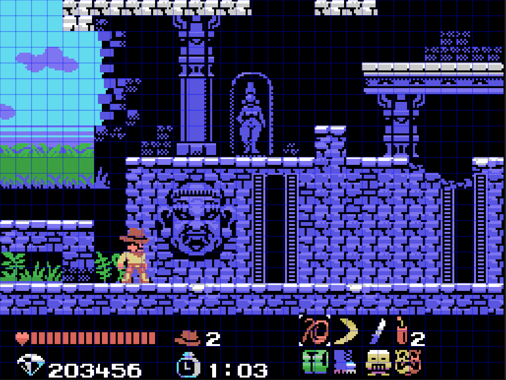 pixellicker's tweet image. Revising the Ruins area tileset. Time to explore the mysteries within... #Colecovision #MSX #pixelart