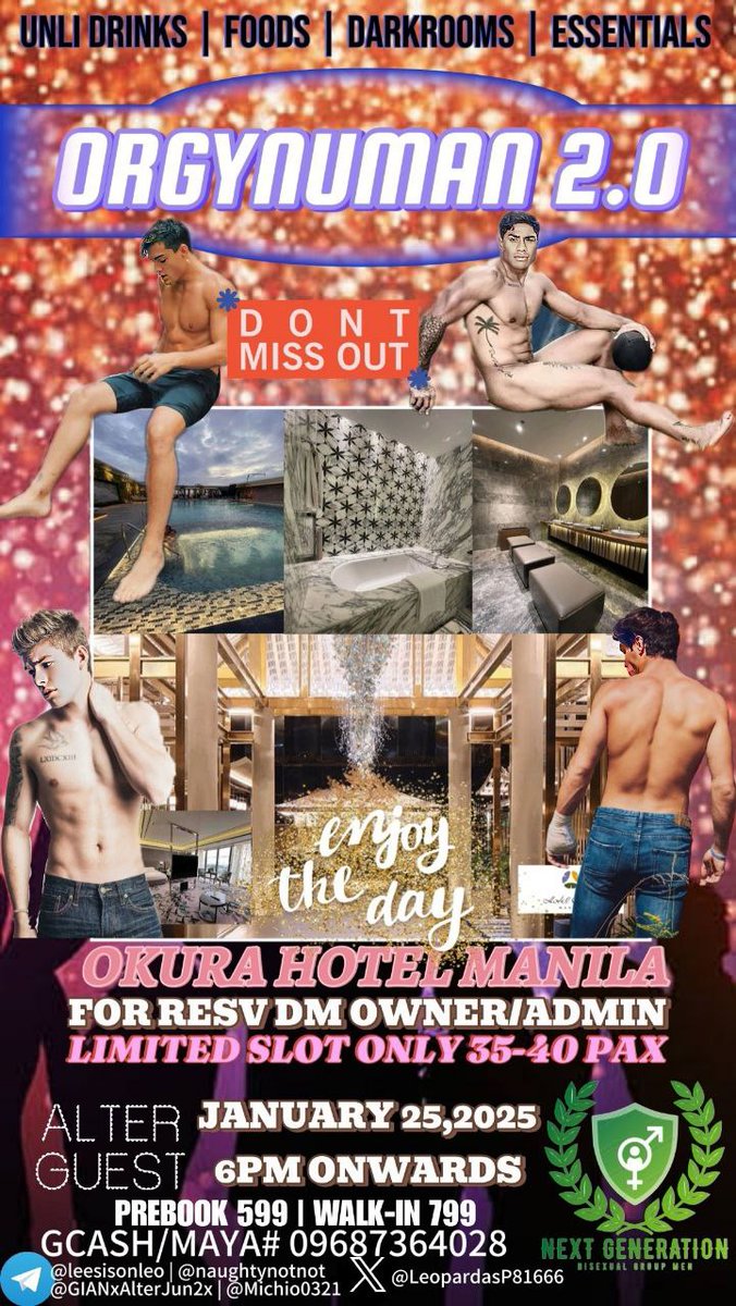 LeopardasP81666's tweet photo. GAME STARTS APT APT  Tara na January 25,2025 at UKORA 6 star hotel in Pasay
Unlimen
Unlifood
Unli-Drinks 
BATHUB
Steam area
Swimming pool
Alter Guest
For only 599 FOR preebook and 799 for walk-in for more DETAILS DM me thru VIber/Telegram at 09955337858

See u guys. https://t.co/5TEXor4IfD