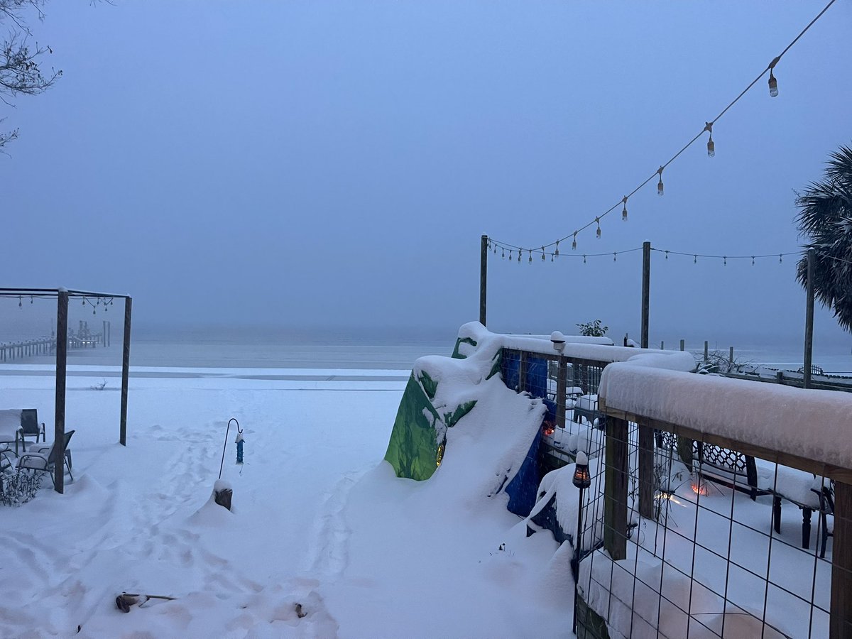 WButcher4all's tweet photo. @MattDevittWX @spann @StormHour Pensacola as of now at 7.5” and it’s still coming down. @MattDevittWX https://t.co/R7ytz7QPWI