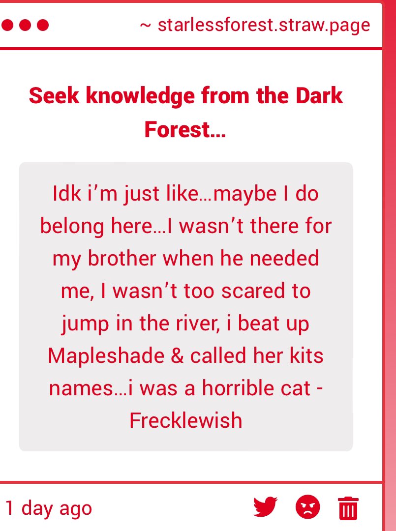 Frecklewish in all honesty if you belong with us then so does Ravenwing and Oakstar. They’re just as, if not, MORE responsible for what happened