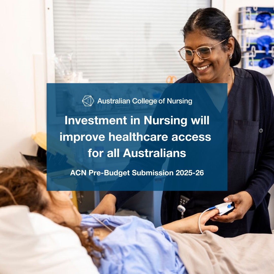 ACN's Pre-Budget Submission 2025-26 sets out practical and affordable solutions to build the nursing workforce. “Patients will benefit. Communities will benefit. The health system will benefit.” Adjunct Professor Zeitz.

Read here: acn.edu.au/media-release/…