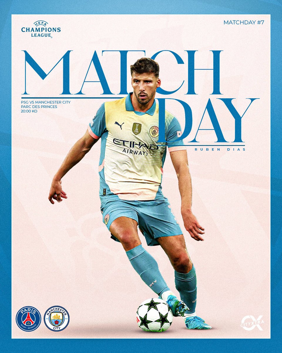 City_Xtra's tweet photo. 𝗜𝗧'𝗦 #UCL 𝗠𝗔𝗧𝗖𝗛𝗗𝗔𝗬!!!

🏆 UEFA Champions League
🔁 League Phase, Matchday Seven
🏟️ Parc des Princes
🆚 @PSG_inside 
⏰ 20:00 KO UK
📺 TNT Sports 1 https://t.co/PRNOgxF9IP
