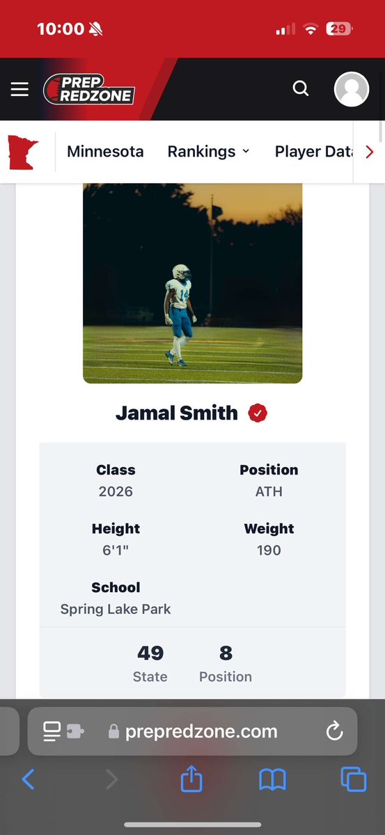 Jamal Smith (@jamal2shiftyy) on Twitter photo Thank you! <a href="/PrepRedzoneMN/">Prep Redzone Minnesota</a> for ranking me. I’m going to grind and work my way up the rankings!!
<a href="/OJW_Scouting/">PrepRedzone Oliver</a> <a href="/NWahlScouting/">Nate Wahl</a> <a href="/SLPPantherFB/">SLP Panther FB</a> Thank you! <a href="/PrepRedzoneMN/">Prep Redzone Minnesota</a> for ranking me. I’m going to grind and work my way up the rankings!!
<a href="/OJW_Scouting/">PrepRedzone Oliver</a> <a href="/NWahlScouting/">Nate Wahl</a> <a href="/SLPPantherFB/">SLP Panther FB</a>