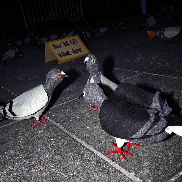 a_london_pigeon's tweet photo. What are we doing out and about after dark? 
It isn't natural .. #Washington_Square_Park #New_York
#outstallation by Tina Piña @motherpigeon #April2015 https://t.co/n8AyaLIWop