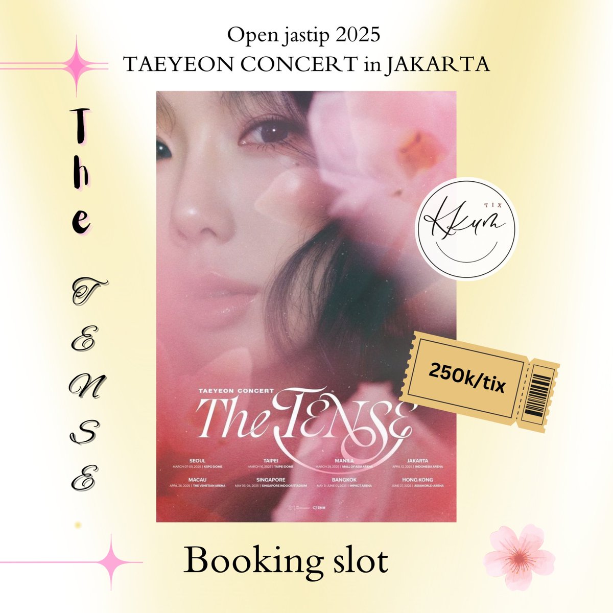 simpatilhc's tweet photo. OPEN JASTIP 2025 TAEYEON LIVE CONCERT <The TENSE> in JAKARTA 💥  

📍trusted 100%
📍fee 250k/tix (diurus sampai tiket fisik)
📍Data pribadi | Self payment 
📍open for presale &amp; general sale ✅

t. jasa titip jasa war joki tiket taeyeon concert jkt 
#TAEYEON #SONE https://t.co/kvMDeb6gDh