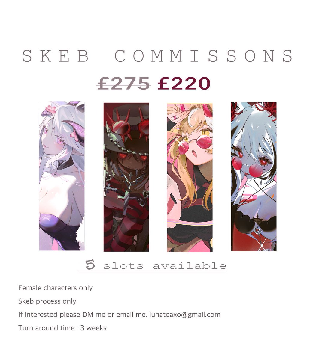 Lunateaxo's tweet photo. Hello hello, I’m back open with limited slots for February for now as I’m more than half way done for first batch. I need to pay bills as I’m in quite a bit of debt still from not working for so long.

Please retweet if you want, any help is much appreciated 🙇‍♀️ https://t.co/QustTgrQ4B