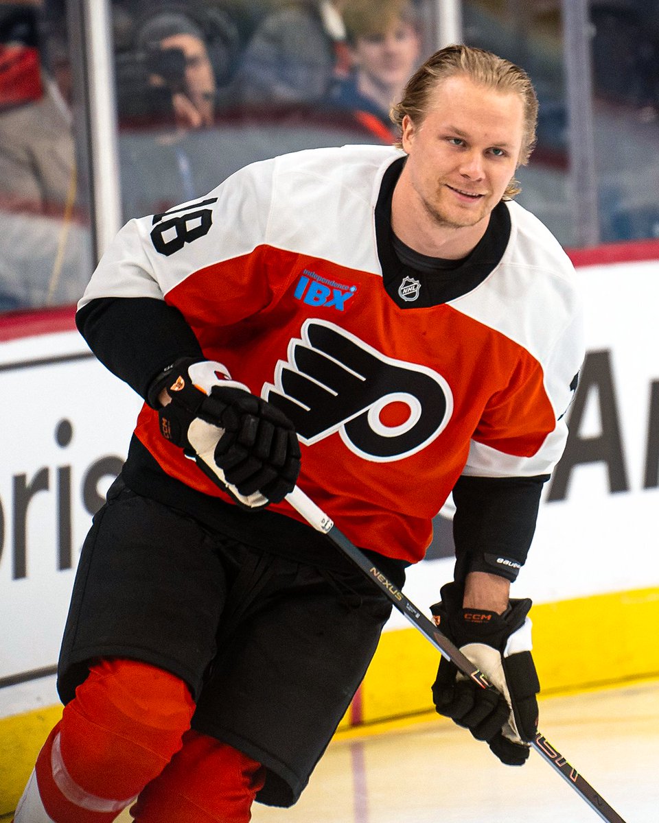 NHL's tweet photo. What a journey it's been for 29-year-old Rodrigo Abols. Since 2017-18 season he's played:

-266 games in the SHL
-70 games in the AHL
-4 games in the ECHL

Tonight, he makes his NHL debut with the @NHLFlyers! 👏

📺: @Sportsnet or stream on Sportsnet+ ➡️ https://t.co/4KjbdjVctF https://t.co/o4gjQONNu5