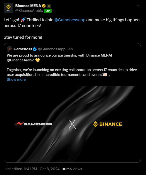 MayannarFX's tweet photo. ⭕ GAMENESS $GNESS (TG-BOT) MINING PROJECT:

➡️ TGE soon 👀
➡️ Backed by BINANCE, GOOGLE, TON SOCIETY
➡️ $20M Invested by LDA Capital🔥
➡️ Reward $GNESS Token 

▫️ Check allocation based on how long you have been on telegram  

JOIN NOW- ⤵️

https://t.co/EeJiAl3rMw

TRUMP #BTC https://t.co/k4FbM2U4OR